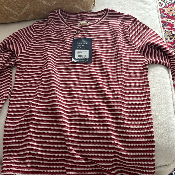 BNWT size 12 boys me&henry white and red striped Adams ribbed Henley - Picture 1 of 2